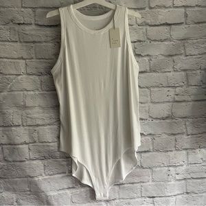 NEW WITH TAGS A NEW DAY RIBBED HIGH NECK TANK BODYSUIT WOMENS WHITE PLUS SIZE 2X